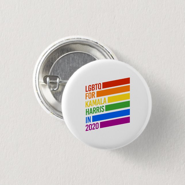 LGBTQ for KAMALA HARRIS Rainbow Stripes 3 Cm Round Badge (Front & Back)