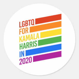 LGBTQ for KAMALA HARRIS Rainbow Stripes Classic Round Sticker