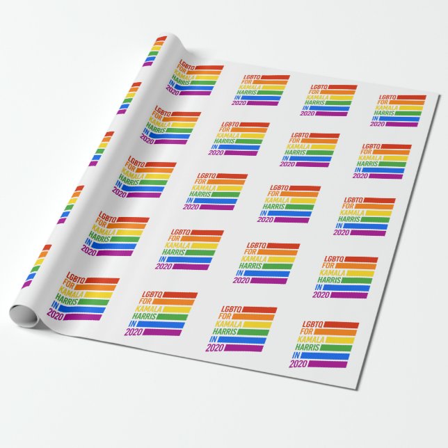 LGBTQ for KAMALA HARRIS Rainbow Stripes Wrapping Paper (Unrolled)