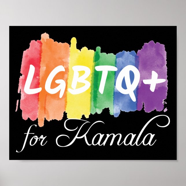 LGBTQ for Kamala Rainbow Gay Pride Election Poster (Front)