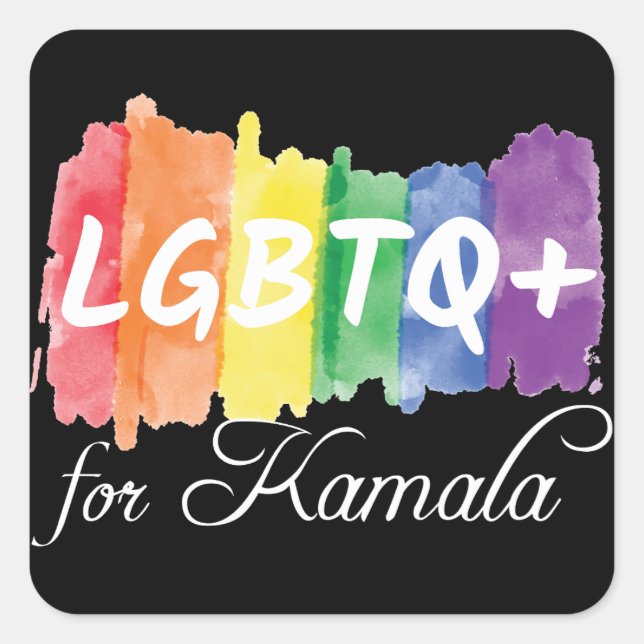 LGBTQ for Kamala Rainbow Gay Pride Election Square Sticker (Front)