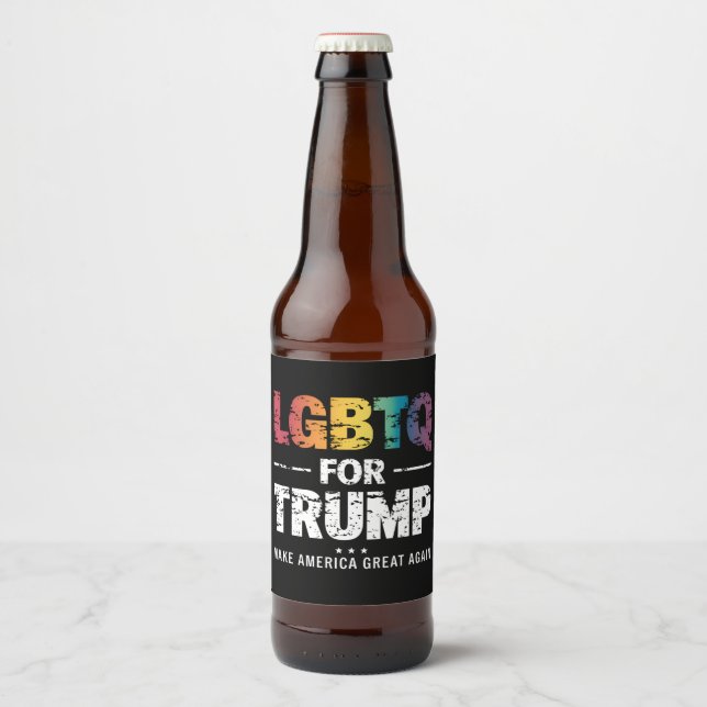LGBTQ FOR TRUMP GAY LESBIAN FOR TRUMP 2024  BEER BOTTLE LABEL (Front)