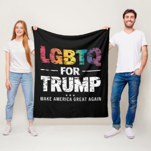 LGBTQ FOR TRUMP GAY LESBIAN FOR TRUMP 2024  FLEECE BLANKET