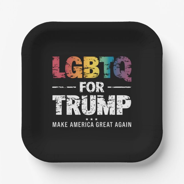LGBTQ FOR TRUMP GAY LESBIAN FOR TRUMP 2024  PAPER PLATE (Front)