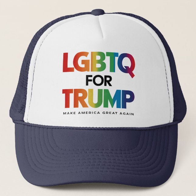 LGBTQ FOR TRUMP GAY LESBIAN FOR TRUMP 2024  TRUCKER HAT (Front)