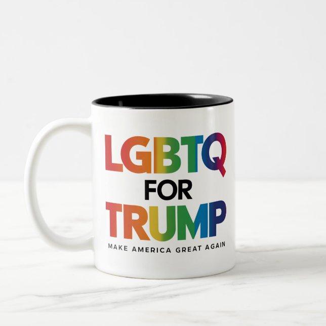LGBTQ FOR TRUMP GAY LESBIAN FOR TRUMP 2024  Two-Tone COFFEE MUG (Left)