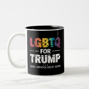 LGBTQ FOR TRUMP GAY LESBIAN FOR TRUMP 2024  Two-Tone COFFEE MUG