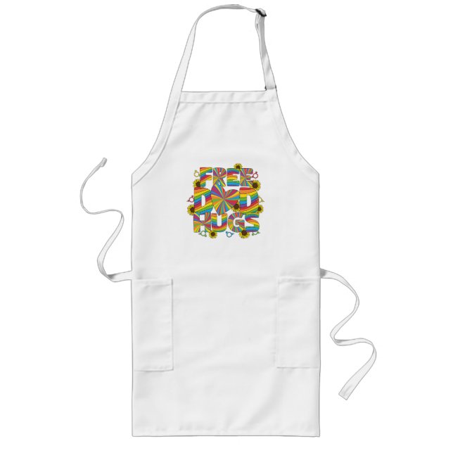 LGBTQ - Free Dad Hugs - Rainbow Colour Long Apron (Front)