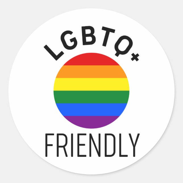 lgbtq friendly flag homosexual rainbow hope symbol classic round sticker (Front)