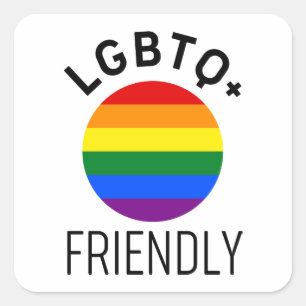lgbtq friendly flag homosexual rainbow hope symbol square sticker
