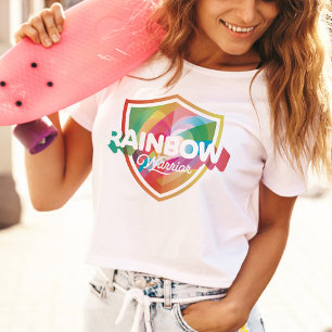 LGBTQ Fun Rainbow Pride Colourful Heart Shield Tri-Blend Shirt
