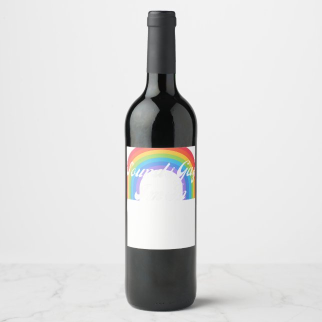 LGBTQ Funny Gay Pride Retro - Sounds Gay I'm In  Wine Label (Front)