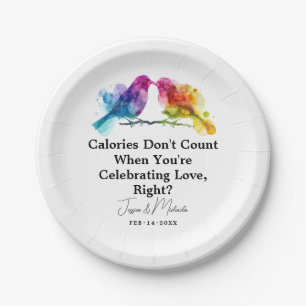 🌈 LGBTQ+  funny Rainbow Lovebirds Paper Plate
