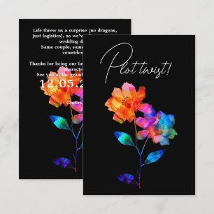 LGBTQ FUNNY Wedding date CHANGE Petals & Pride Enclosure Card