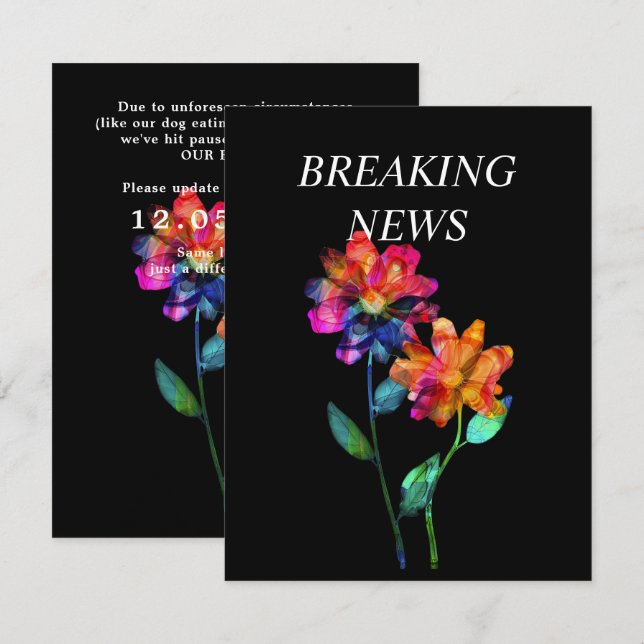 LGBTQ  FUNNY Wedding date CHANGE Petals & Pride  Enclosure Card (Front/Back)