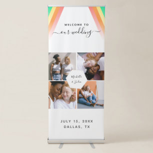 LGBTQ Gay Couple 4 Photo Collage Wedding Welcome Retractable Banner