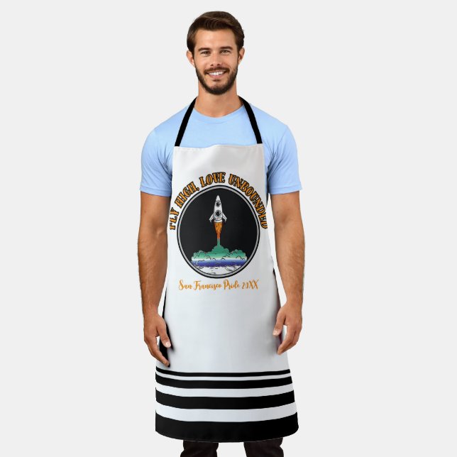 LGBTQ Gay Flag, Fly High, Love Unbounded Apron (Worn)