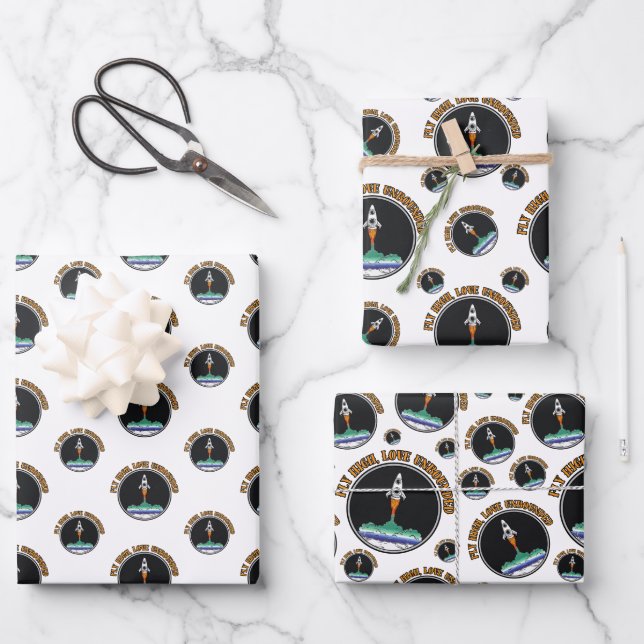 LGBTQ Gay Flag, Fly High, Love Unbounded Wrapping Paper Sheet (Front)