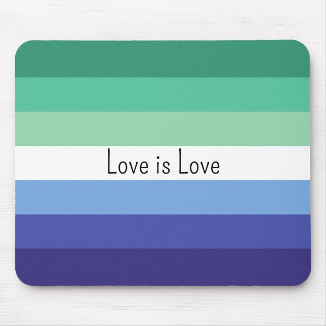 LGBTQ Gay Flag Love is Love Custom Text Mouse Mat (Front)