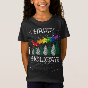 LGBTQ Gay Lesbian Christmas Pride Happy Holigays R T-Shirt