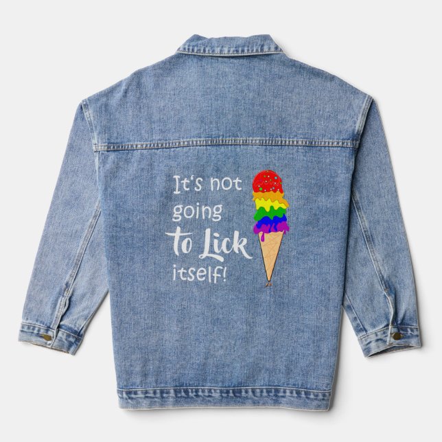 Lgbtq Gay Lesbian Dating Ice Cream Naughty Saying  Denim Jacket (Back)