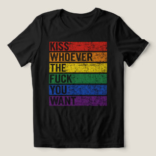 LGBTQ Gay Lesbian Pride Month T-shirt Kiss Whoever Tri-Blend Shirt