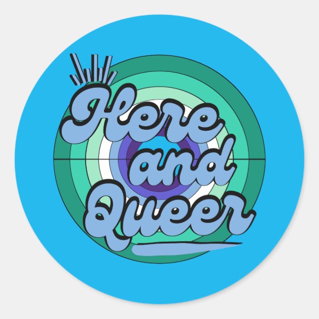 LGBTQ: Gay Male Flag - Here and Queer Classic Round Sticker (Front)