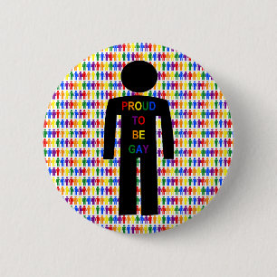 LGBTQ Gay Man Silhouette and Rainbow Men 6 Cm Round Badge