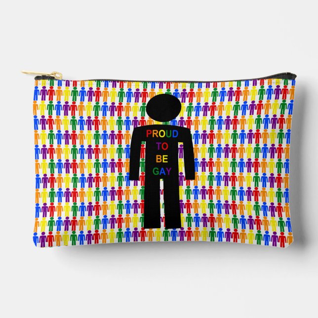 LGBTQ Gay Man Silhouette and Rainbow Men Accessory Pouch (Front)