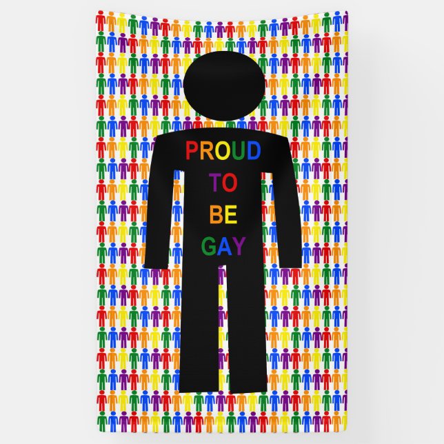 LGBTQ Gay Man Silhouette and Rainbow Men Banner (Vertical)