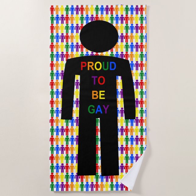 LGBTQ Gay Man Silhouette and Rainbow Men Beach Towel (Front)
