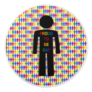 LGBTQ Gay Man Silhouette and Rainbow Men Ceramic Knob