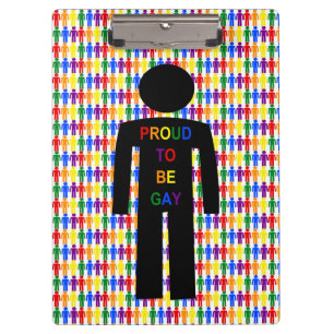 LGBTQ Gay Man Silhouette and Rainbow Men Clipboard
