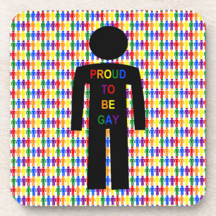 LGBTQ Gay Man Silhouette and Rainbow Men Coaster