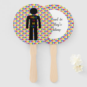LGBTQ Gay Man Silhouette and Rainbow Men Custom Hand Fan