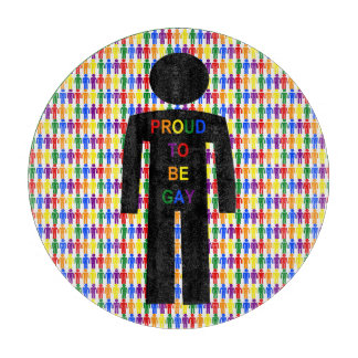 LGBTQ Gay Man Silhouette and Rainbow Men Cutting Board