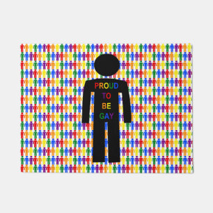 LGBTQ Gay Man Silhouette and Rainbow Men Doormat