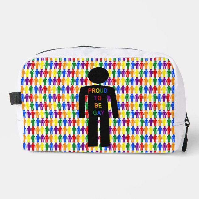LGBTQ Gay Man Silhouette and Rainbow Men Dopp Kit (Front)