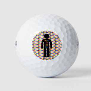 LGBTQ Gay Man Silhouette and Rainbow Men Golf Balls