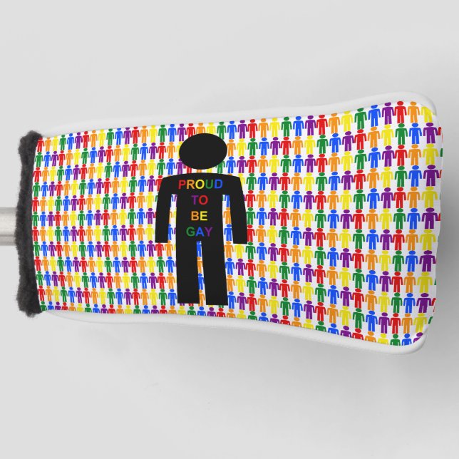 LGBTQ Gay Man Silhouette and Rainbow Men Golf Head Cover (Front)