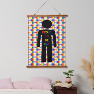 LGBTQ Gay Man Silhouette and Rainbow Men Hanging Tapestry