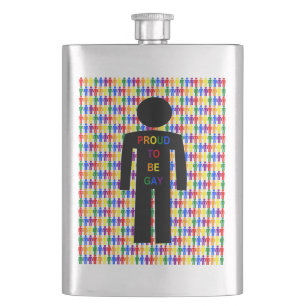 LGBTQ Gay Man Silhouette and Rainbow Men Hip Flask