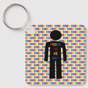 LGBTQ Gay Man Silhouette and Rainbow Men Keychain