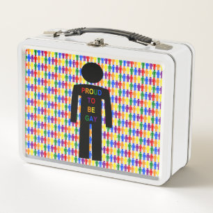 LGBTQ Gay Man Silhouette and Rainbow Men Metal Lunch Box