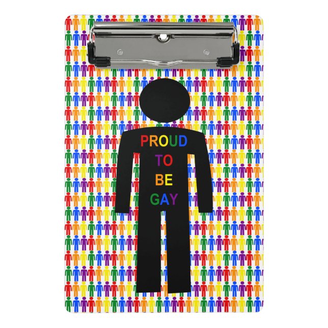 LGBTQ Gay Man Silhouette and Rainbow Men Mini Clipboard (Front)