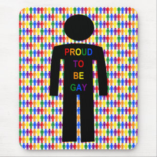 LGBTQ Gay Man Silhouette and Rainbow Men Mouse Mat