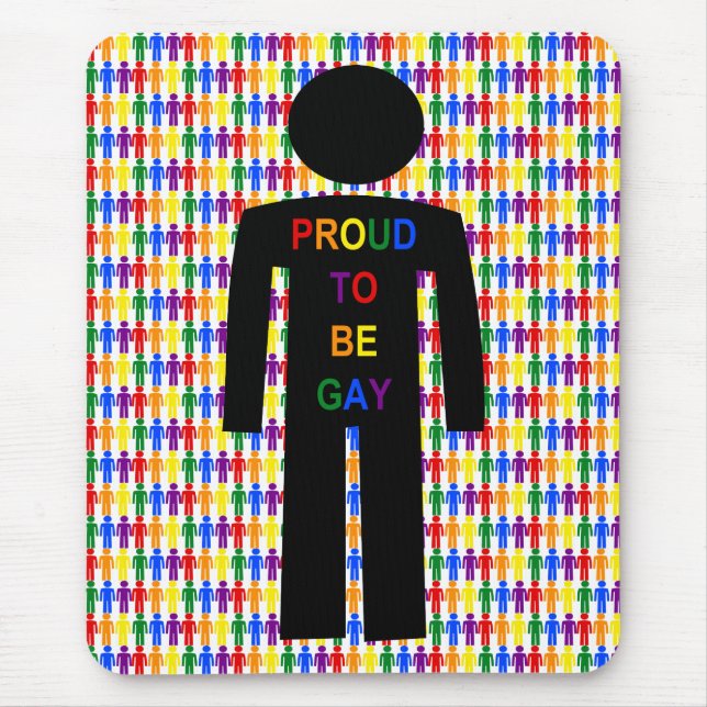 LGBTQ Gay Man Silhouette and Rainbow Men Mouse Mat (Front)