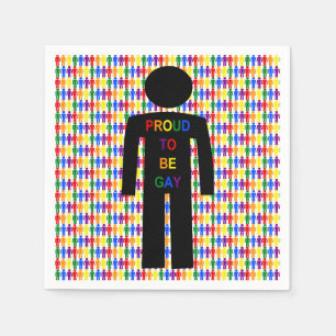 LGBTQ Gay Man Silhouette and Rainbow Men Napkin