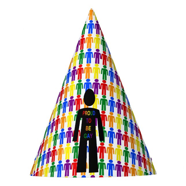 LGBTQ Gay Man Silhouette and Rainbow Men Party Hat (Front)
