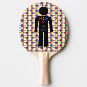 LGBTQ Gay Man Silhouette and Rainbow Men Ping Pong Paddle